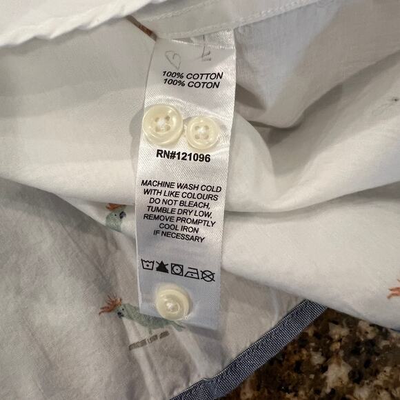 NWT Michael Bastian Men's White W/Parrot Print Short Sleeve Button Shirt - XXL - Picture 7 of 7